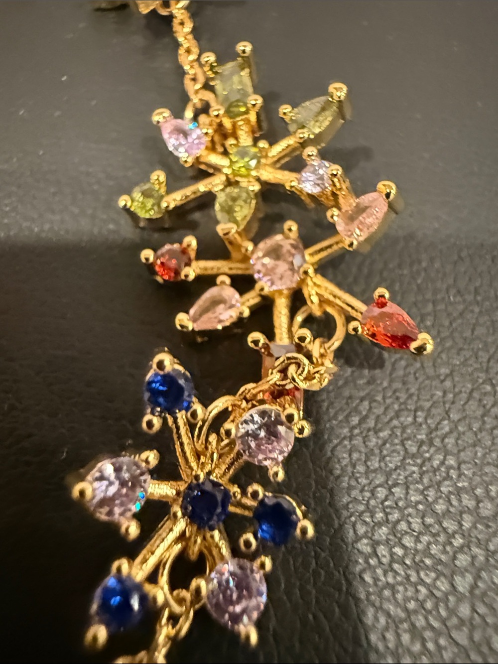 kate spade |♠️| Gold Toned Plated Multicolor Starburst Pendant Bracelet - Picture 6 of 7